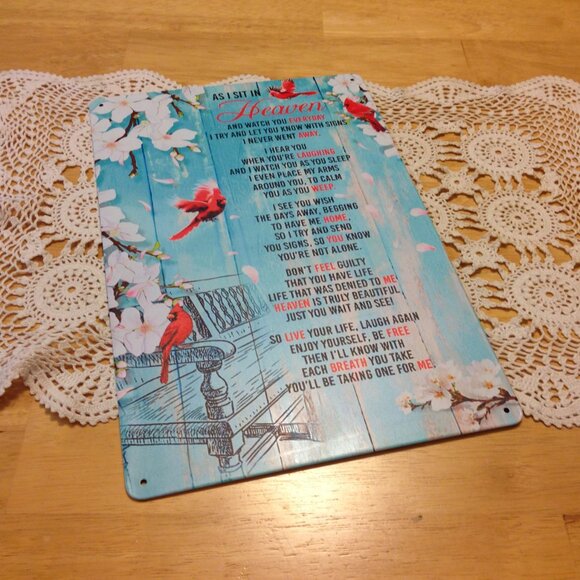 While I sit in Heaven, message from a beloved, metal wall art - Picture 1 of 5